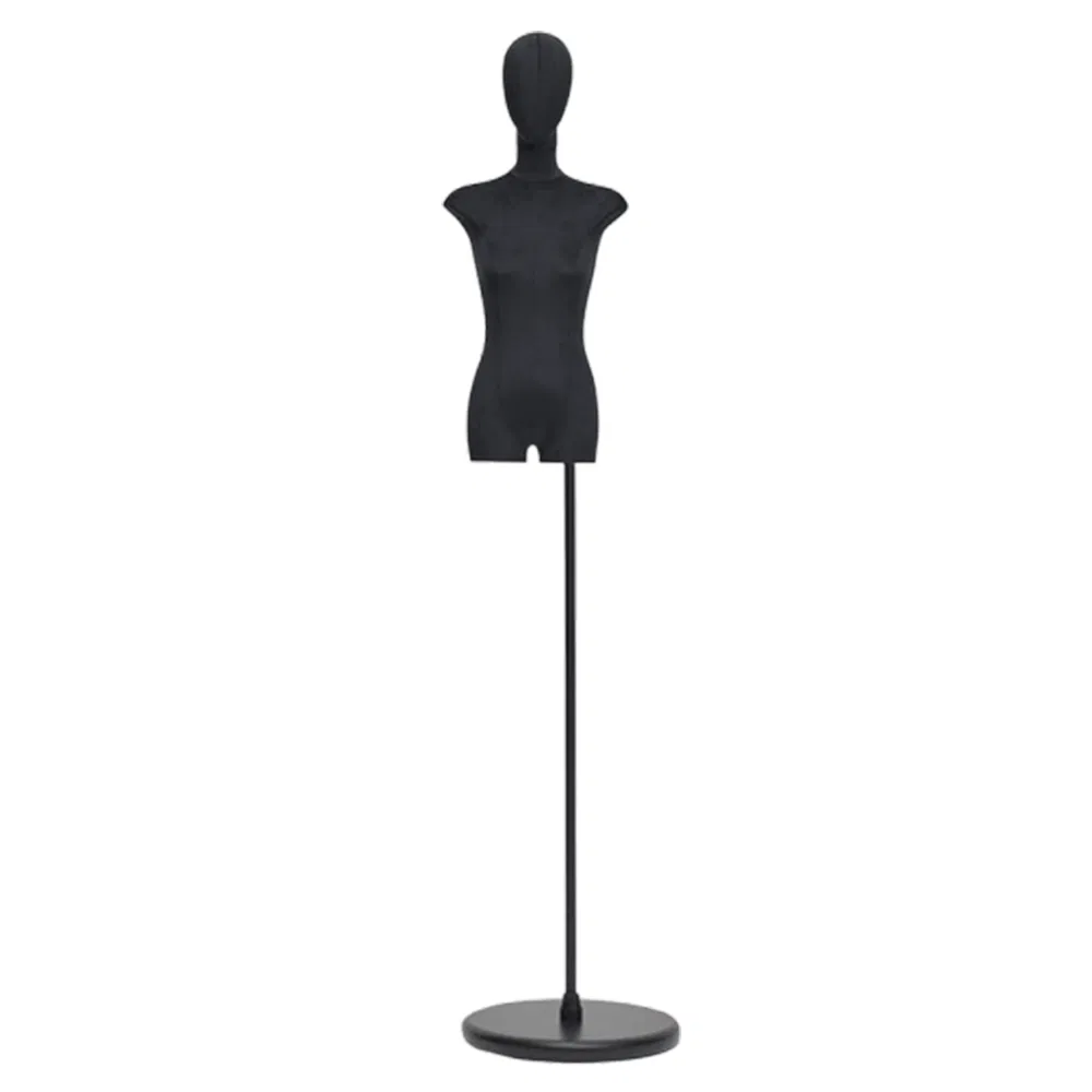 Popular Thin Upper Body Mannequin in Glossy/Matt Black/White with Head and Height Adjustable Metal Stand Made of PP/PE/ABS/Fiberglass for Female Clothes Display