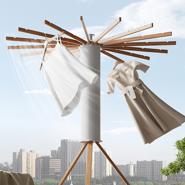 Sanipro Solid Wood Octopus Shape Portable Foldable Garment Drying Rack Household Floor-Standing Retractable Clothes Hanger