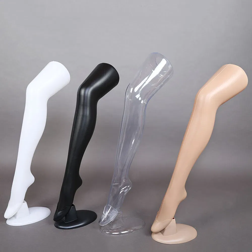Wholesale Durable Leg Mannequin in Matte/Glossy Black/White/Skin/Clear with Plastic Base Made of PP/PE/ABS/Fiberglass for Female/Kids Stockings/Shoes Display