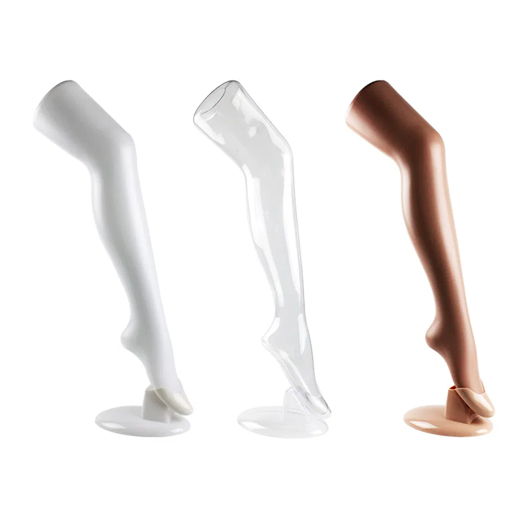 Wholesale Durable Leg Mannequin in Matte/Glossy Black/White/Skin/Clear with Plastic Base Made of PP/PE/ABS/Fiberglass for Female/Kids Stockings/Shoes Display
