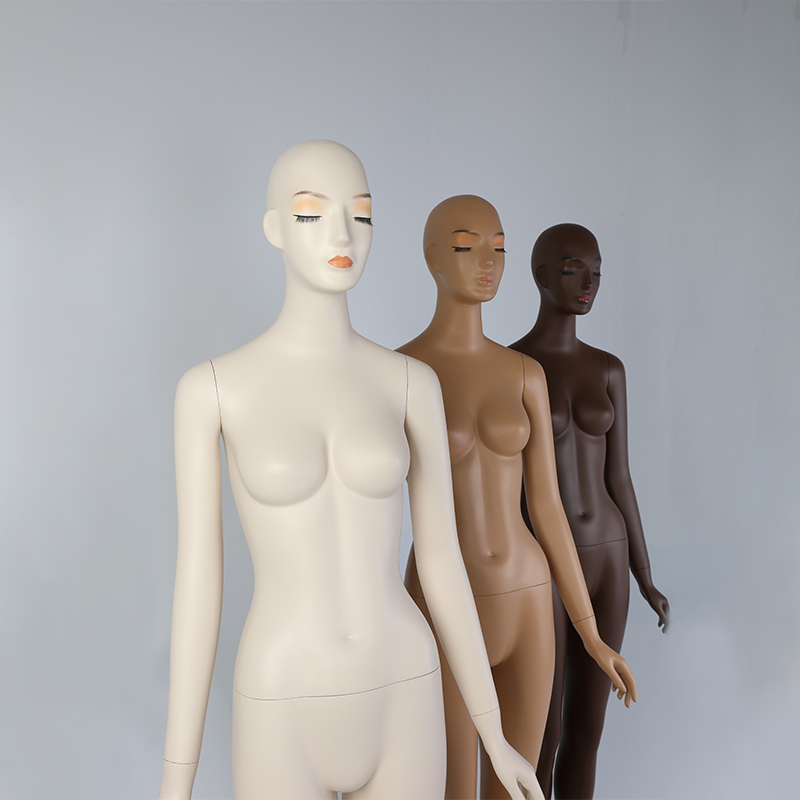 White Black Full Body Female Mannequin with Face and Makeup for Store Display