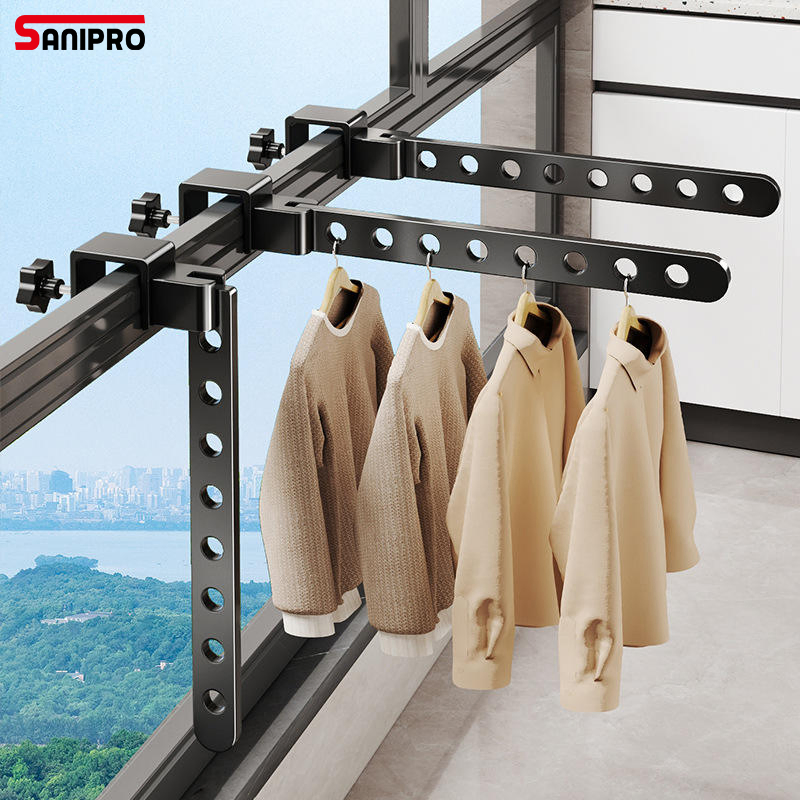 Sanipro Space Saver Removable Laundry Racks Rotatable Foldable Clothing Dryer Hanger Windproof Portable Clothes Drying Rack