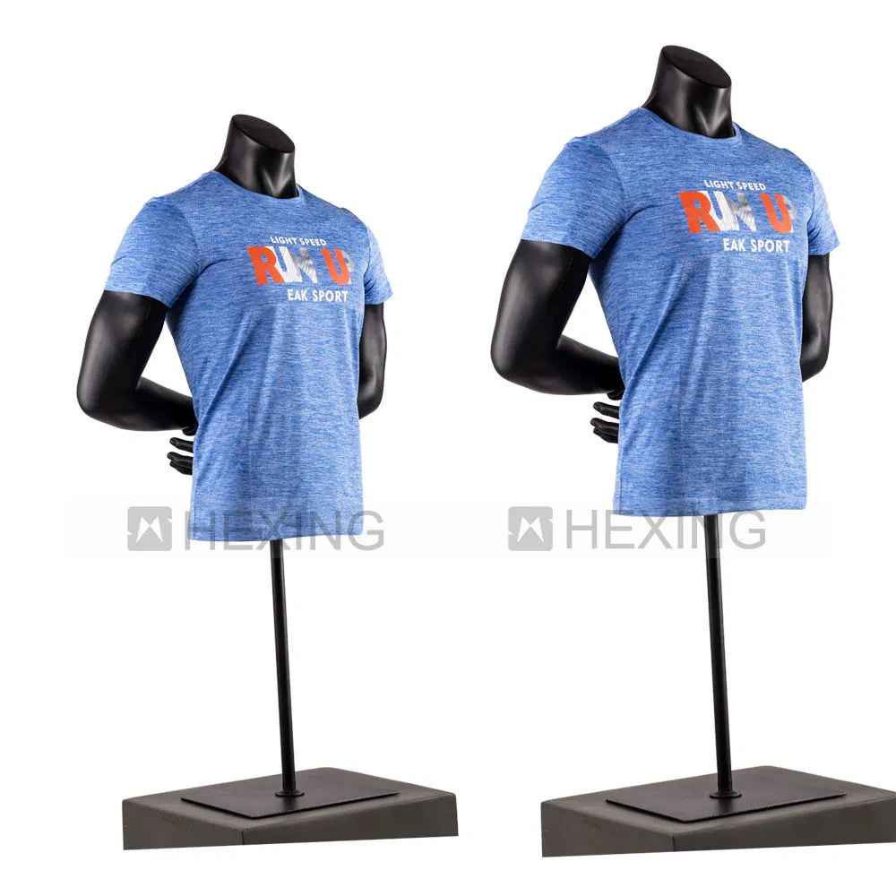 Half-Body Muscular Man Mannequin Matte Black Torsomannequin Male