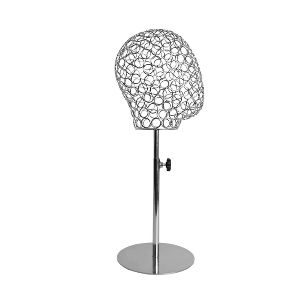 Luxury Unisex Metal Wire Head Mannequin in Glossy Rose Gold/Gold/Black/Silver with Round Adjustable Height Base Made of Plastic/Metal for Glasses/Caps Display