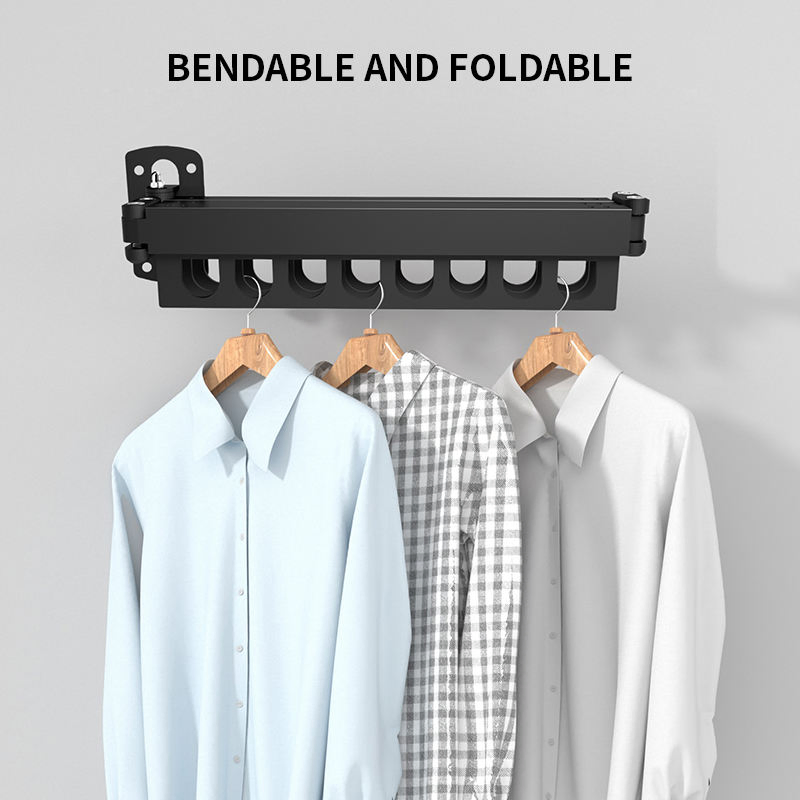 Laundry Clothesline Retractable Cloth Hook Folding Wall Mounted Clothes Hanger Rack Space-Saver Foldable Cloth Drying Rack