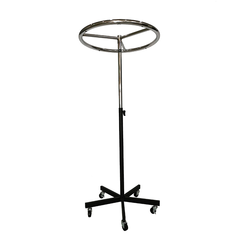 Chrome Retail Garment Rack Italian Clothes Display Rack Iron Round Rotating Clothes Hanger Rack