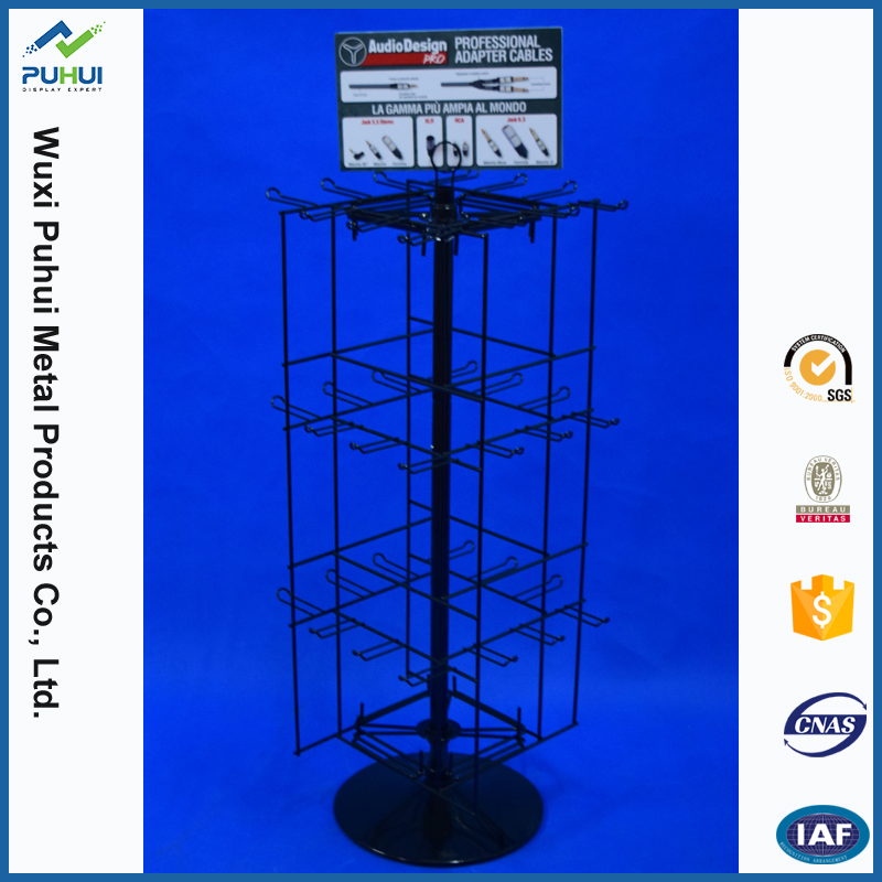 Floor Standing Adjustable Retail Display Metal Peg Hangers Spinner Rack (PHY216)