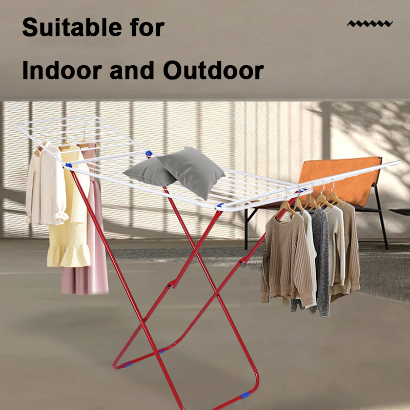 Sanipro Balcony Bathroom Convenient Storage Space Floor-Standing Adjustable Laundry Dryer Clothes Hanger Foldable Drying Rack