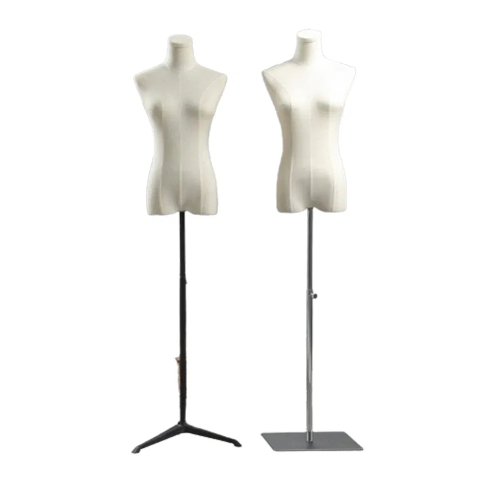 Fashionable Upper Body Headless Mannequin in Matte White/Black with Versatile Cloth Covered Head Cover Made of PP/PE/ABS/Fiber Glass for Female Garment Display