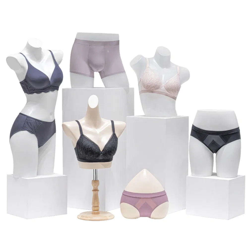 Best Quality Chest HIPS Mannequin in Glossy/Matte Skin/White with Plastic/Metal Base Made of PP/PE/ABS/Fiberglass for Male/Female Underwear/Underpants Display