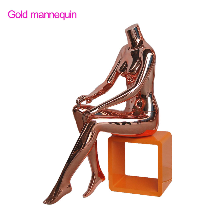 Rose Gold Glossy Headless Female Mannequin for Clothes Shop Display