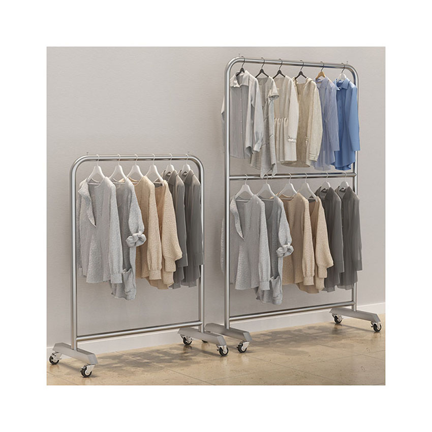 Aluminum Wire Coat Hanger Small Corner Organizer Boutique Plastic Baby Indoor Bedroom Clothes Drying Rack