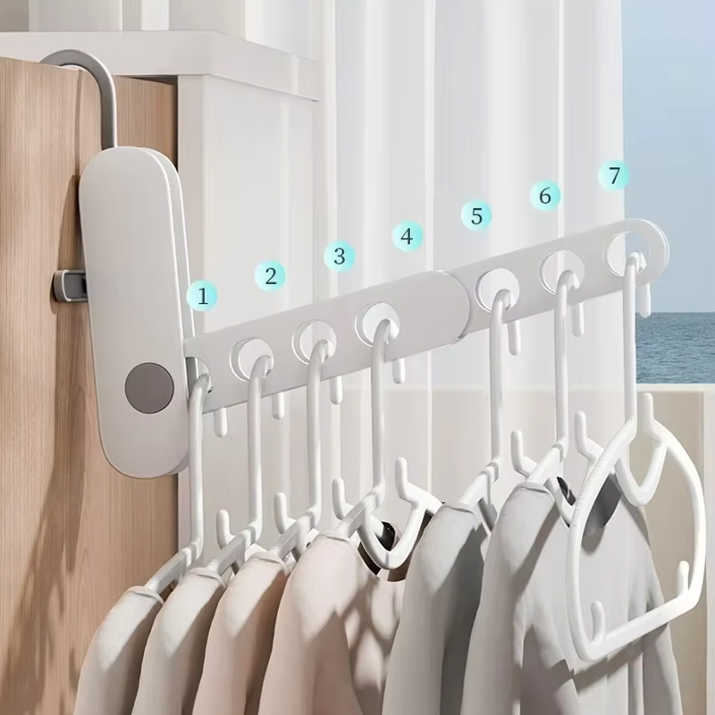 Sanipro 7-Hook Plastic Portable Lightweight Folding Hanger Collapsible Clothes Drying Rack for Travel Business Trip