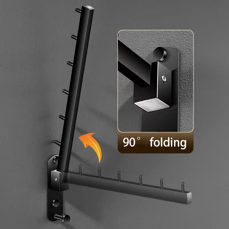 Heavy-Duty Stainless Steel Foldable Hook Rack: 90° Folding, Space-Saving Wall-Mounted Coat Hanger for Home/Commercial Use