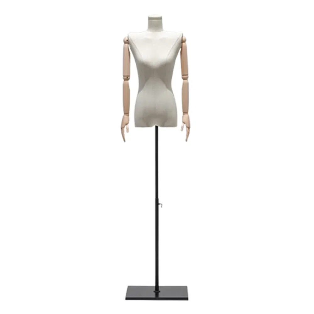 Best Price Headless Upper Body Mannequin in Matte/Glossy Black/White with Flat Shoulder and Adjustable Height Base Made of PP/PE/ABS for Female Clothes Display