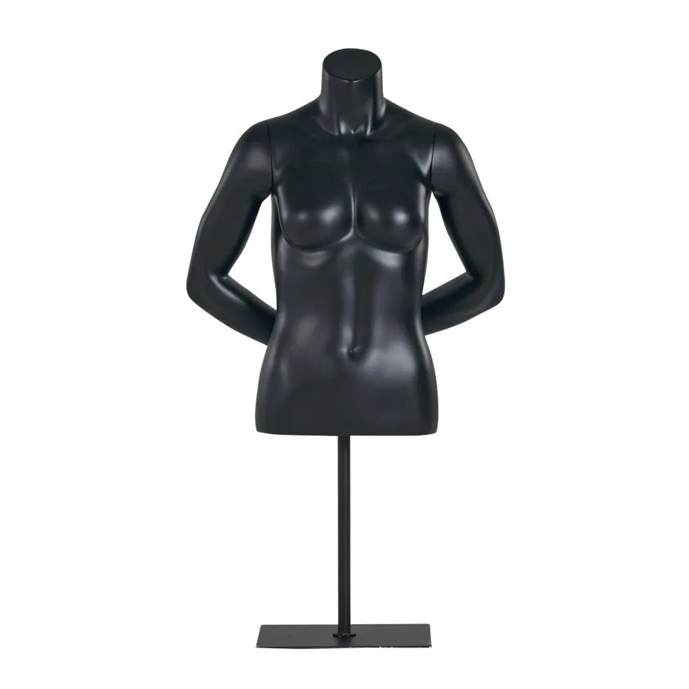 Adjustable Height Fiberglass Luxury Black 1/2 Mannequins Female Body Upper-Body