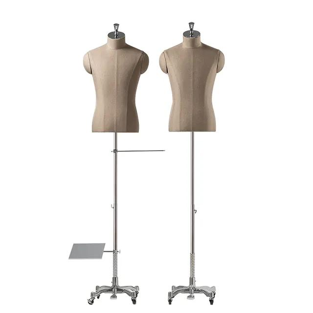 Half Body Male Mannequin Fabric Mannequin with Wooden Arms Mannequin for Suit