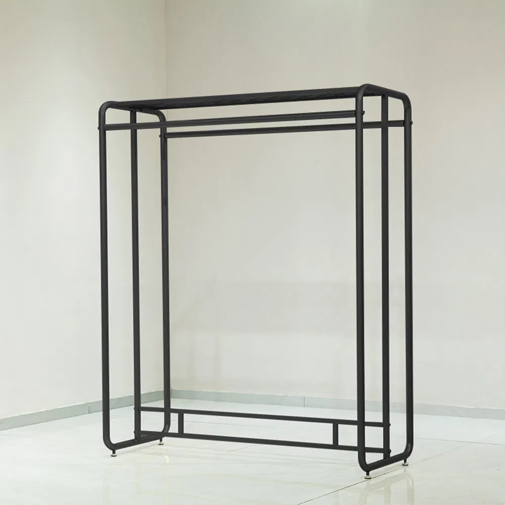 Fashionable Design Double-Row Floor Type Display Rack in /Glossy Black/White/Golden/Silver with Upper Board Made of Iron/Stainless Steel/for Houseware/Boutique