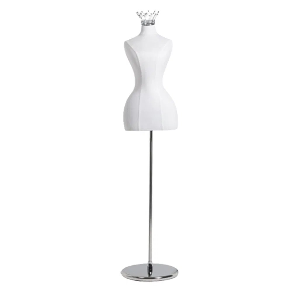 Factory Wholesale Headless Half Body Mannequin in Glossy/Matt White/Black with Crown Head and Metal Base Made of PP/PE/Fiberglass for Female Bride Dress Display