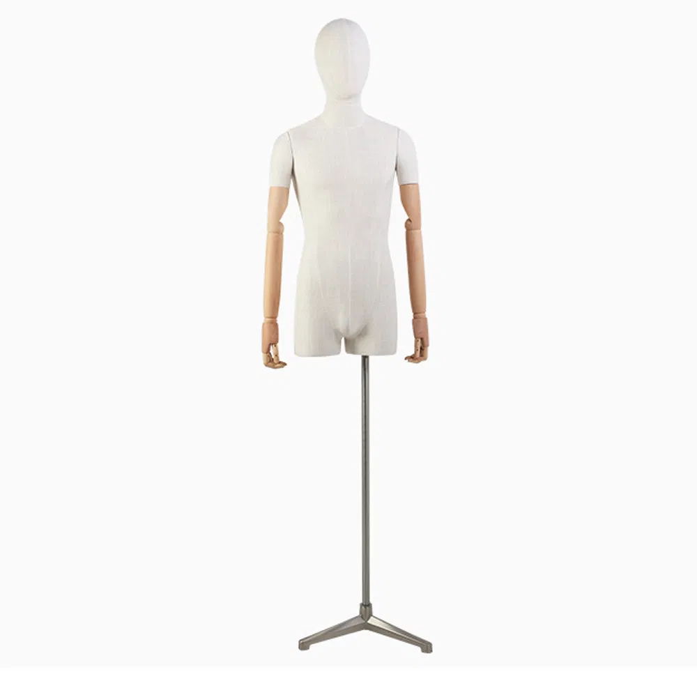 Factory Price Headless Upper Body Mannequin in Matte White/Grey with Flexible Arms and Adjustable Bracket Made of PP/PE/ABS/Fiberglass for Male Garment Display