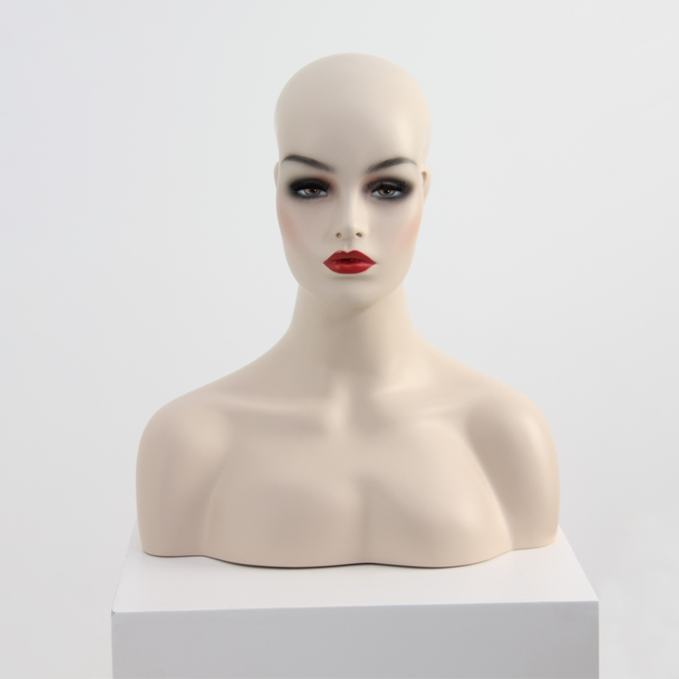 Wholesales European Realistic Wig Half Body Makeup Face Female Mannequin Head with Shoulder