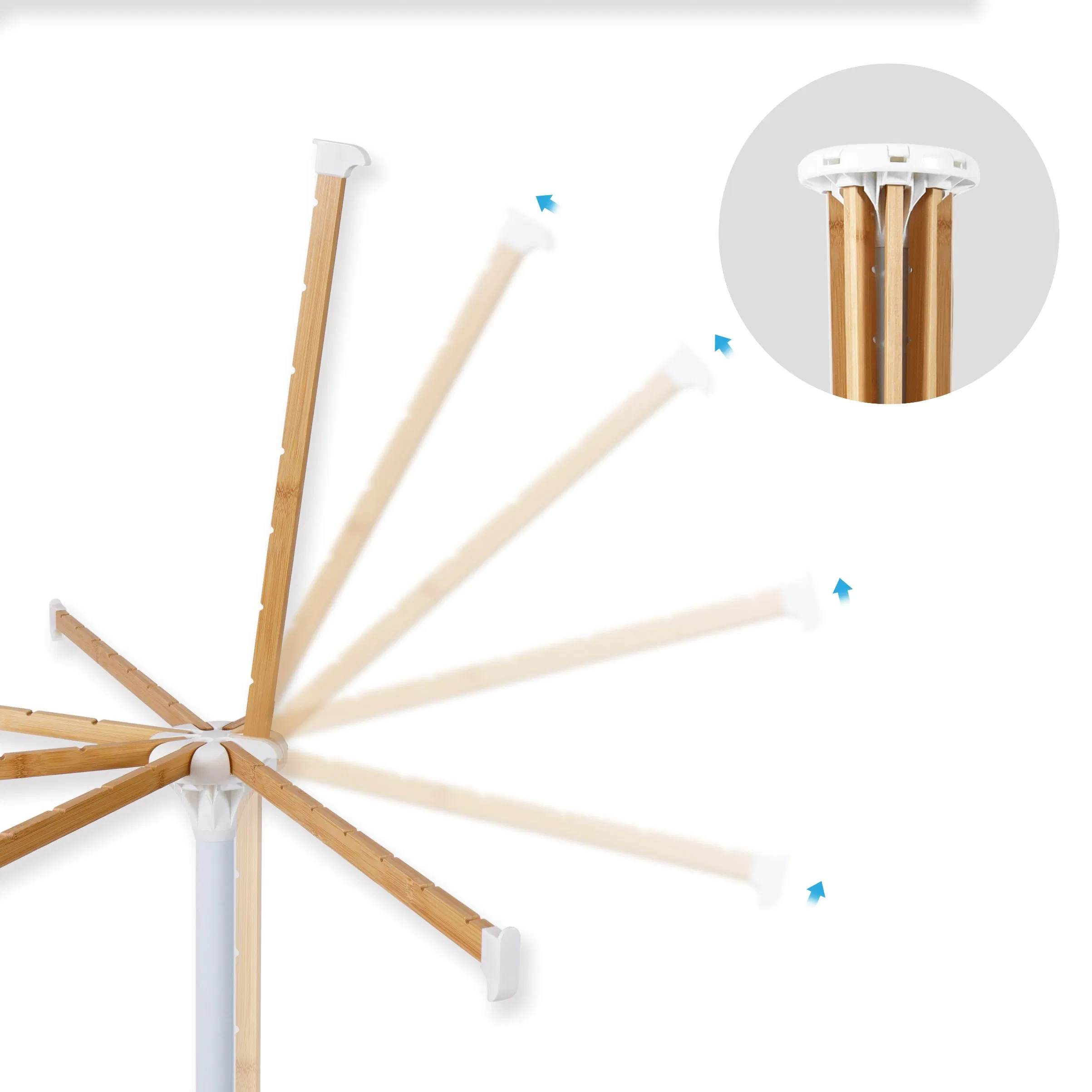 2025 Octopus Folding Bamboo Cloth Drying Rods Floor Standing Clothes Drying Rack Tripod Wooden Laundry Hanger