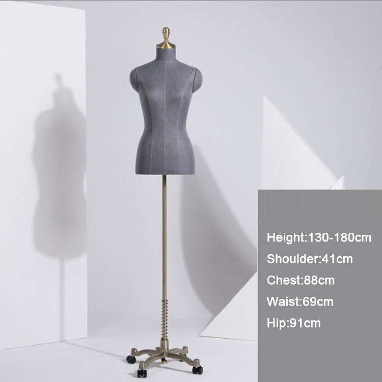 Fabric Covered Adjustable Height Upper Body Men's Shop Male Suit Mannequin Dummy
