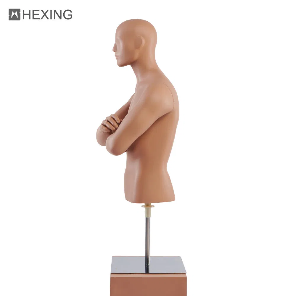 Skin Color Torso Forms Half Body Male Mannequin for Tshirt