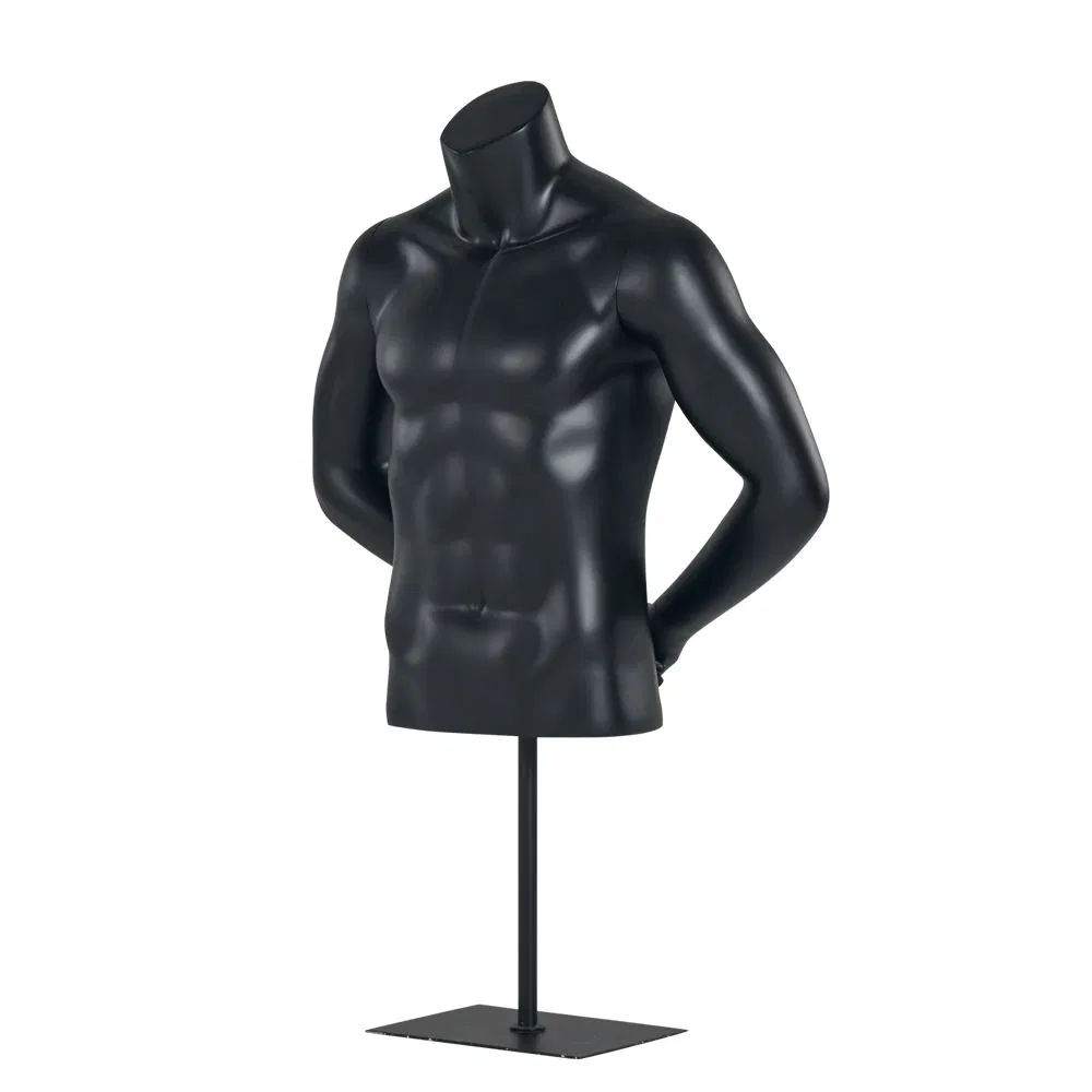 Black Muscular Cheap Male Upper Body Mannequin Stand