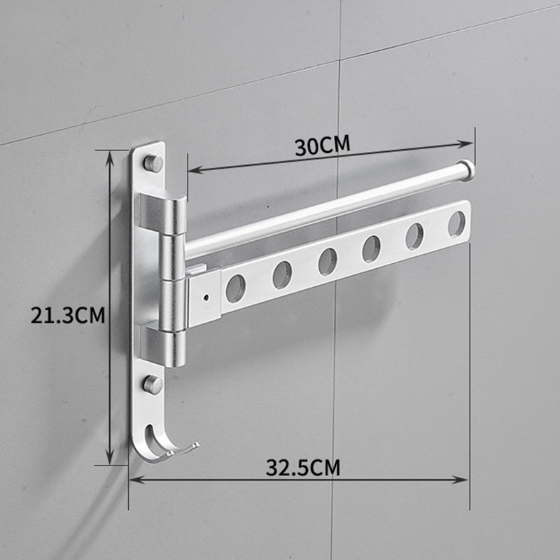 Wall Mounted Space Aluminum Bathroom Rotating Coat Hooks Towel Hanger Towel Rack