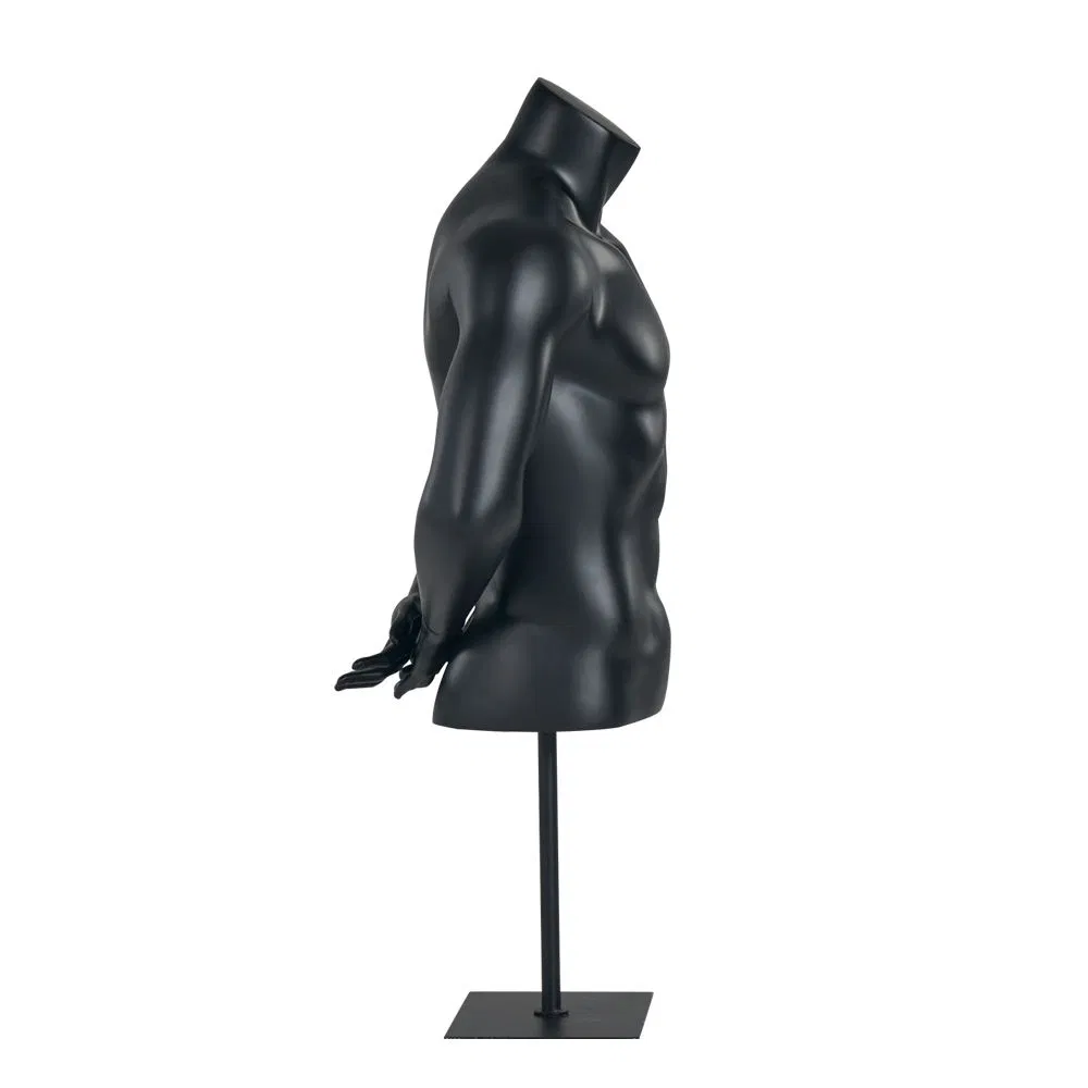 Black Muscular Cheap Male Upper Body Mannequin Stand
