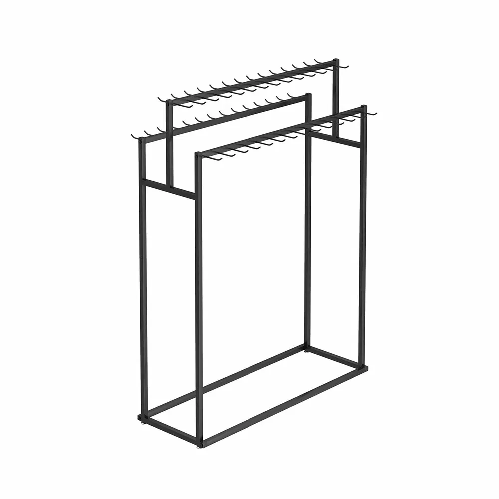 Best Price Floor Standing Double-Sided Multi-Layer Display Rack for Belt/Tie in Black/Gold/White with Hook Made of Iron Material for Clothing Store