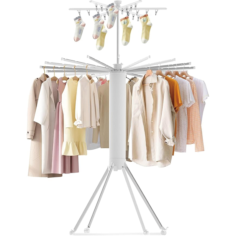 Collapsible Roasting Octopus Standing Cloth Drying Rack 4-Legged Design Metal Foldable Laundry Tripod Clothes Dryer Hanger Racks