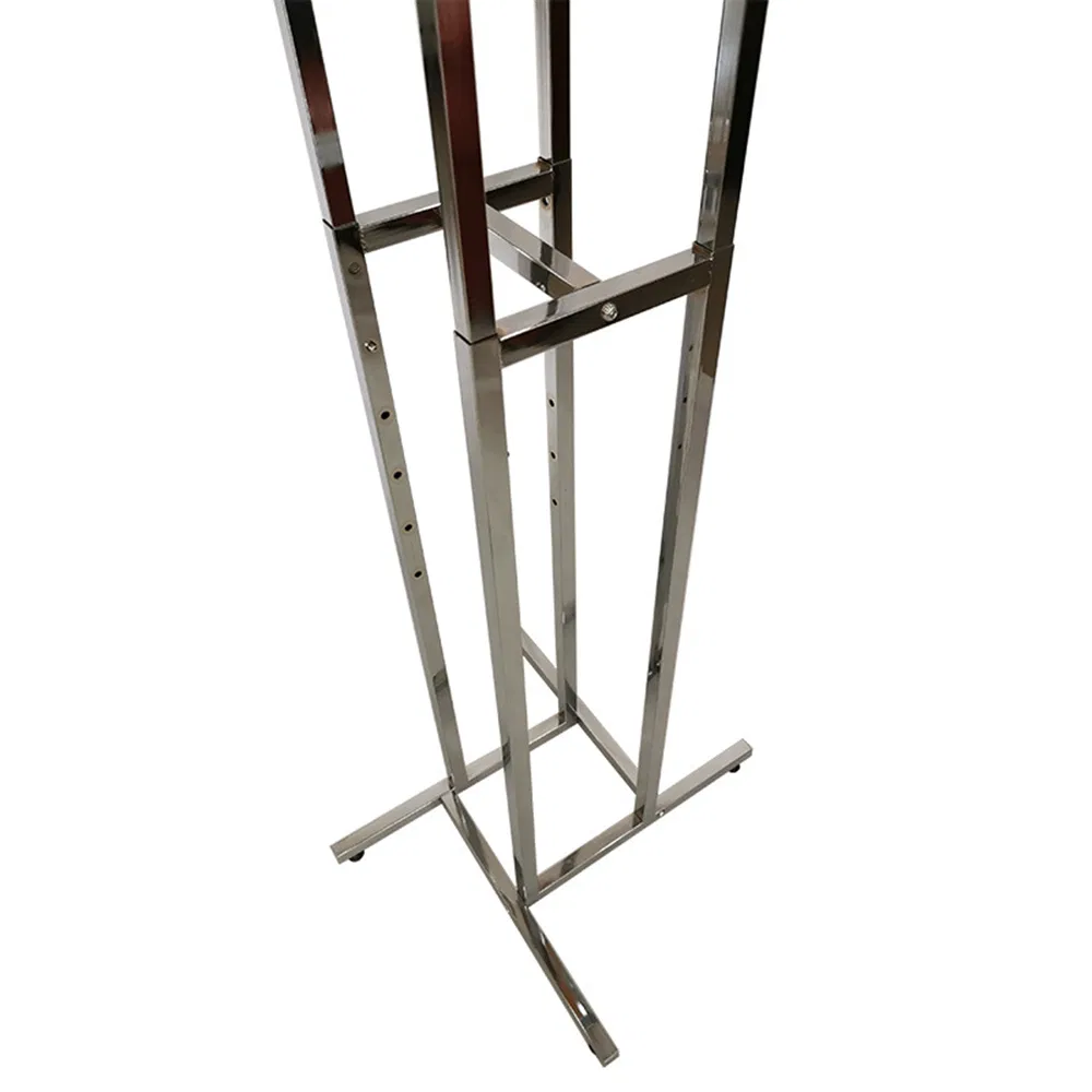 Hot Selling Floor Standing Four Way Clothes Rack in Black/White/ with Adjustable Height Made of Iron/Chromium Plating for Boutique/Houseware