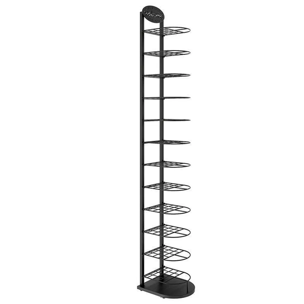 Large-Capacity Double Sided Floor Standing Multi-Layer Storage Hat Rack in Black/White/Golden Made of Ironwork for Clothes Shop