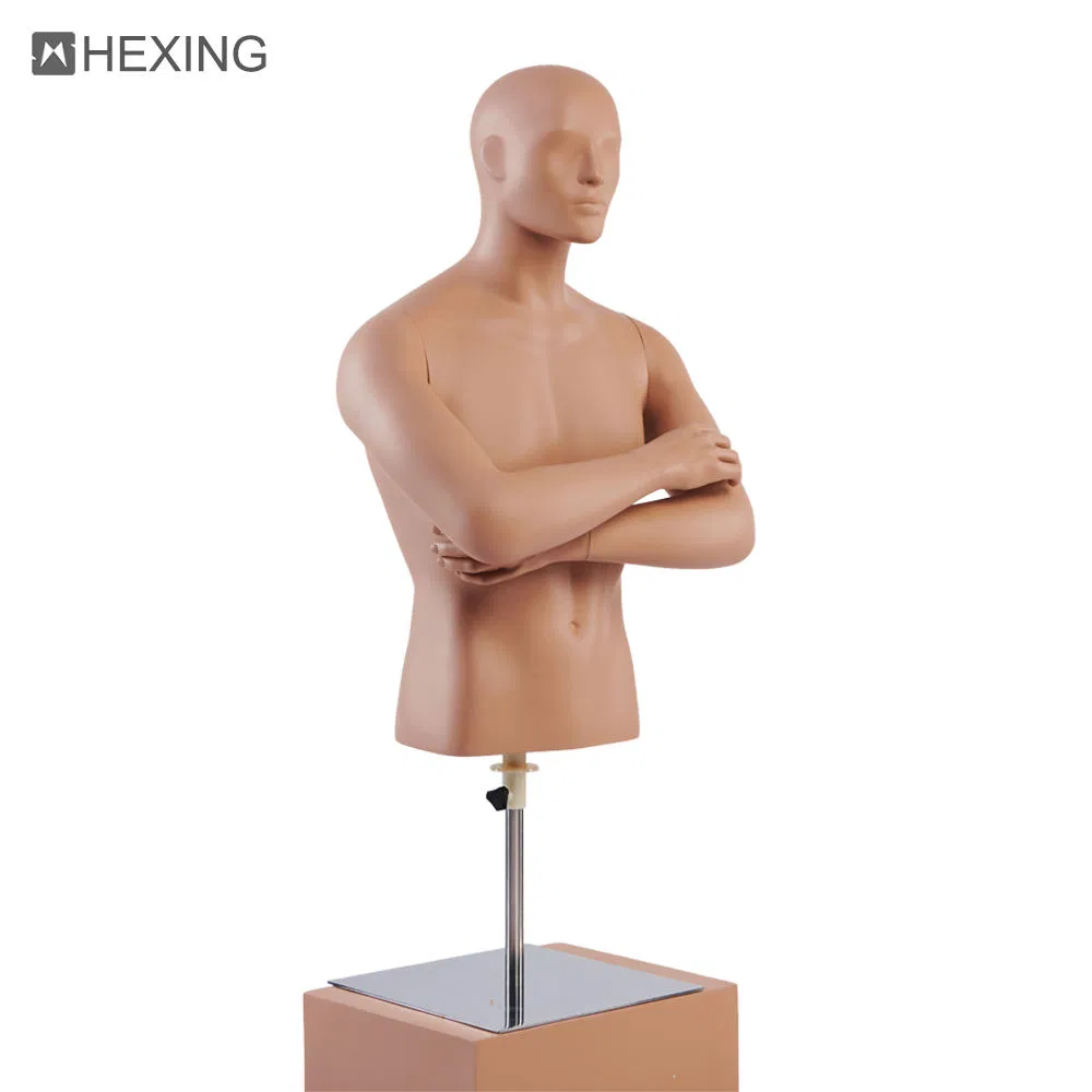 Skin Color Torso Forms Half Body Male Mannequin for Tshirt