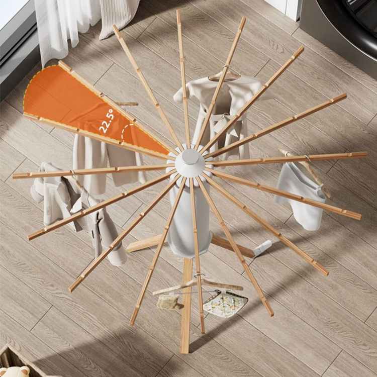 Sanipro Solid Wood Octopus Shape Portable Foldable Garment Drying Rack Household Floor-Standing Retractable Clothes Hanger