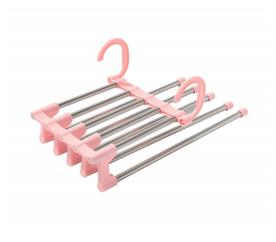 High Quality 5 in 1 Multi-Layer Folding Hanger Multi-Functional Adjustable Clothes Rack