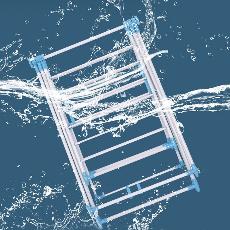 Sanipro Balcony Durable 2 Tier Wing Clothes Drying Rack Portable Folding Space Saving Garment Dryer Standing Hanger Airer