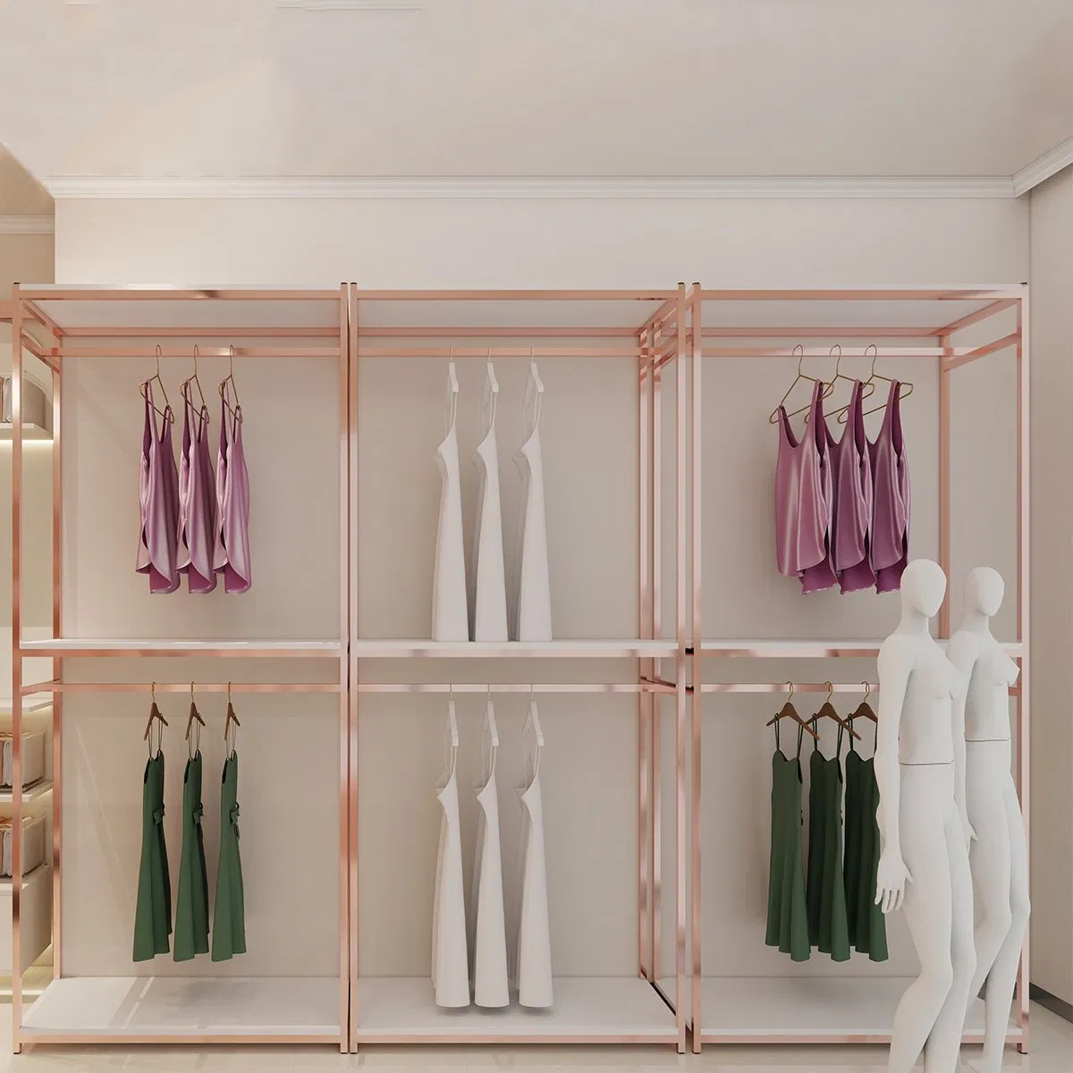 Factory Custom Underwear Lingerie Retail Store Display Hanger Bra and Panty Display Rack Furniture Gold