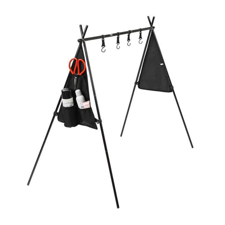 Outdoor Camping Bag Foldable Triangle Rack Portable Storage Light Stand Picnic Tableware Drying Practical Hanger