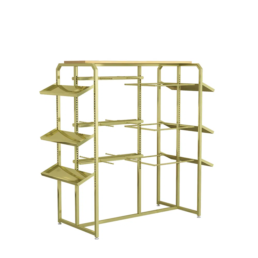 Direct Deal Adjustable Multi-Layer Double-Sided Shorts/Bras/Socks Display Rack in Black/White/Gold Made of Iron for Clothing Store