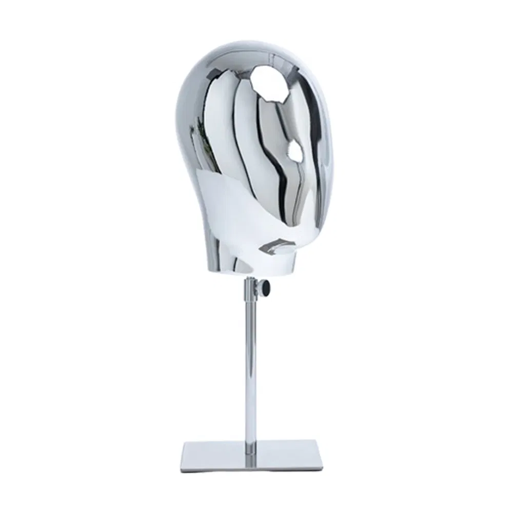 Wholesale Electroplating Mannequin Head in Glossy Gold/Rose Gold/Silver with Adjustable Height Bracket Base Made of Fiberglass/PP/PE/ABS for Hat/Glasses Display