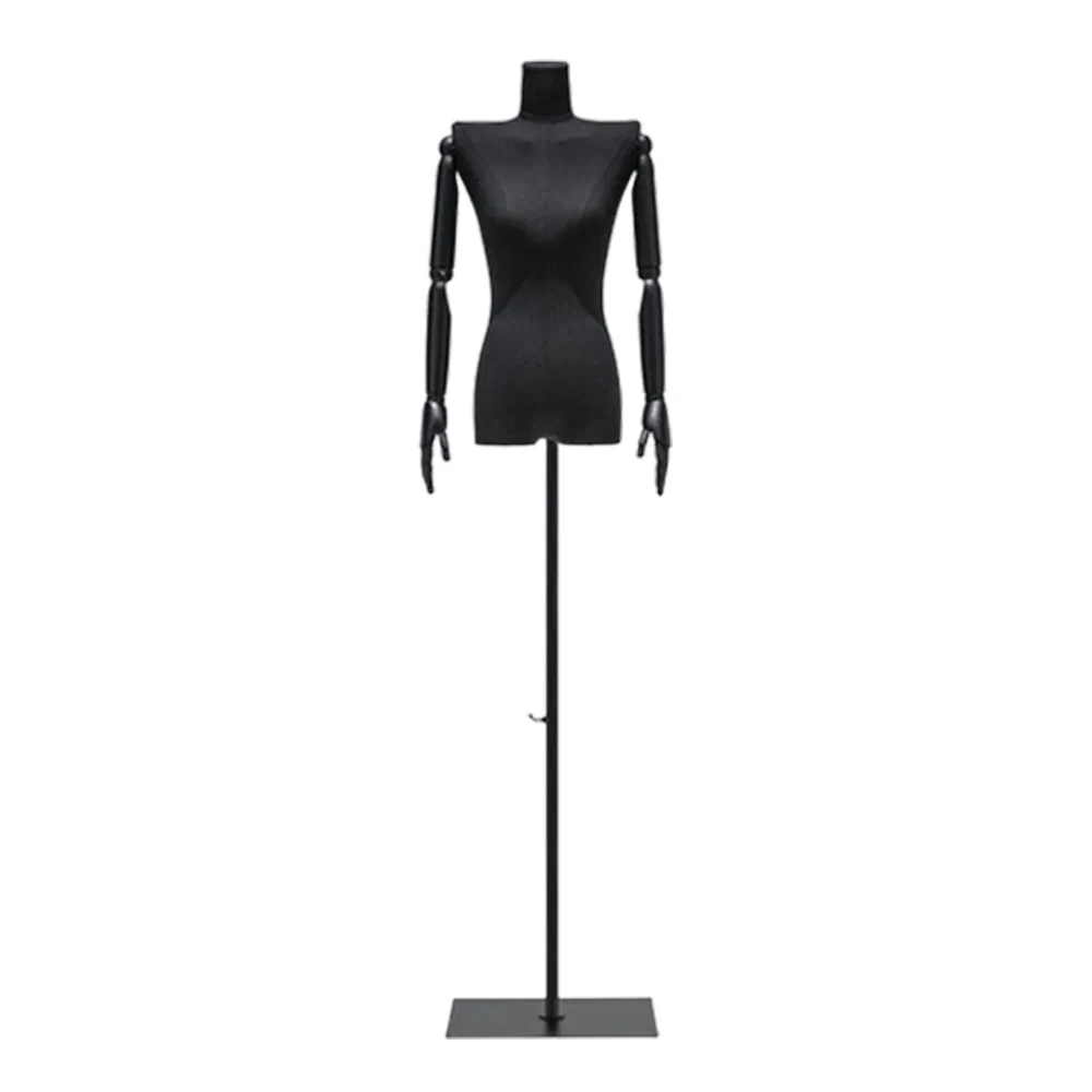 Best Price Headless Upper Body Mannequin in Matte/Glossy Black/White with Flat Shoulder and Adjustable Height Base Made of PP/PE/ABS for Female Clothes Display