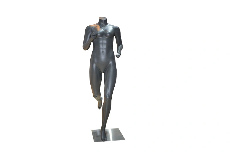 Window Display Luxury Brand Fiberglass Matte Grey Headless Sports Mannequin