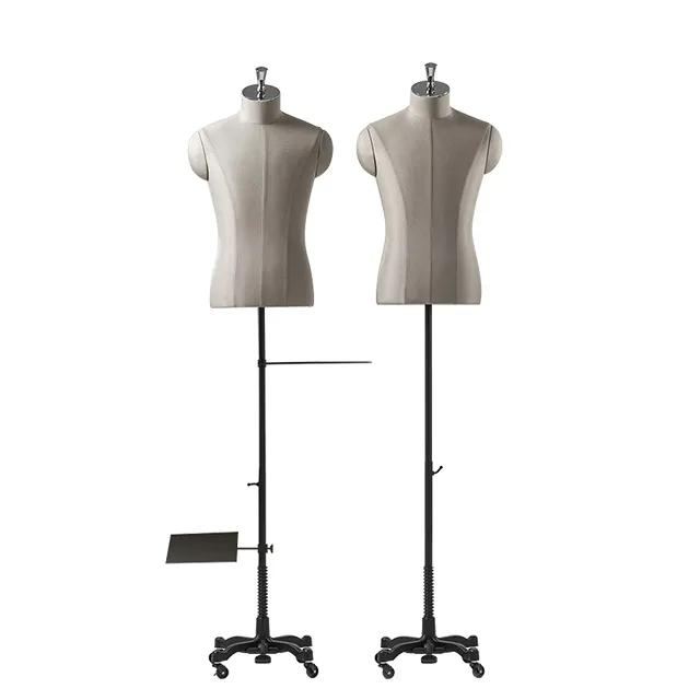 Half Body Male Mannequin Fabric Mannequin with Wooden Arms Mannequin for Suit