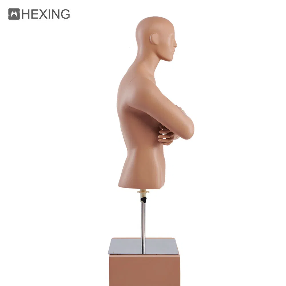 Skin Color Torso Forms Half Body Male Mannequin for Tshirt