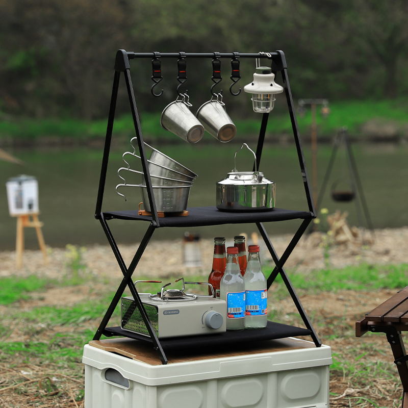 Outdoor Aluminum Alloy Multi-Layer Storage Rack Foldable Storage Rack Portable Clothes Hanger