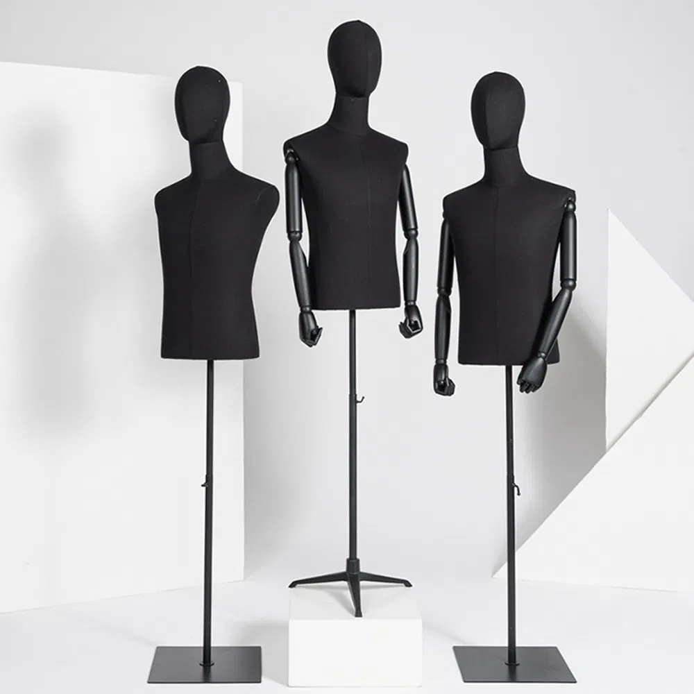 Best Seller Half Body Mannequin in Matte/Glossy White/Black with Height Adjustable Metal Tripod/Square Base Made of PP/PE/ABS/Fiber Glass for Male Suit Display