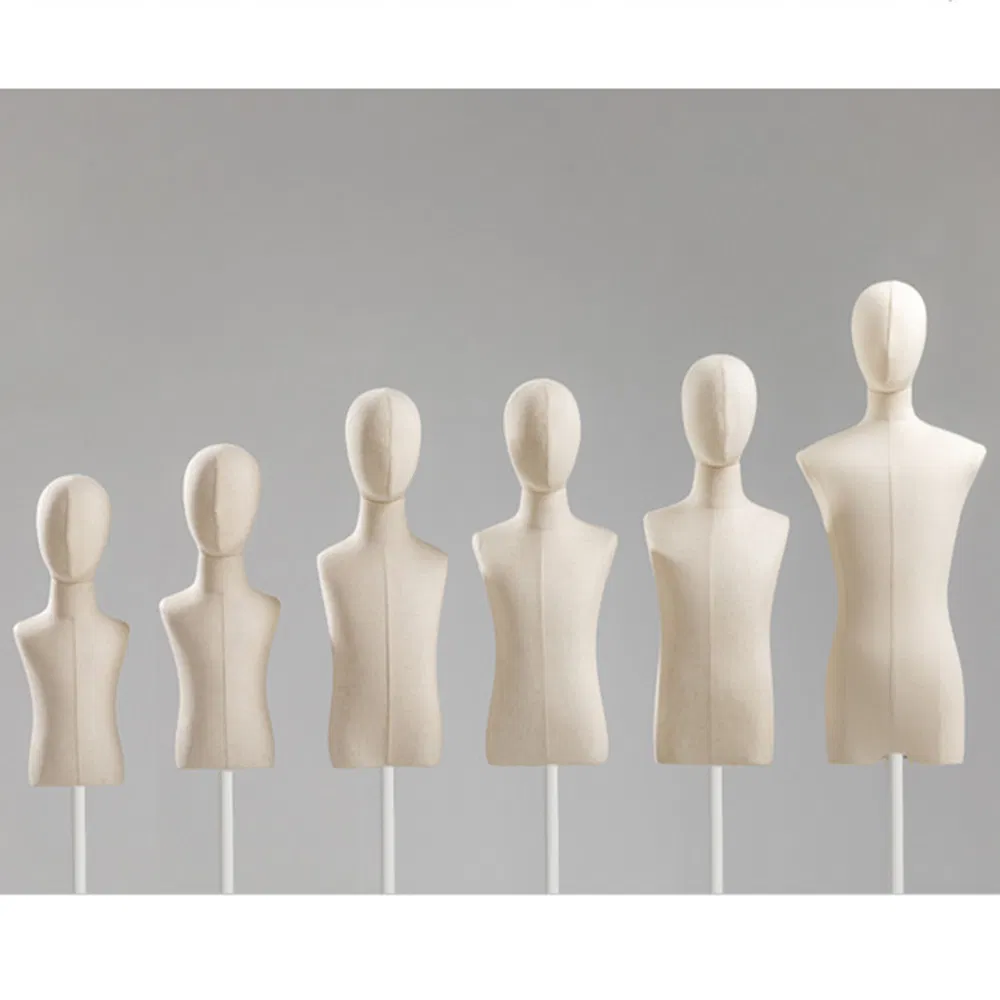 Best Quality Half Body Cloth Covered Mannequin in Matt/Glossy White/Black with Head and Different Size Made of PP/PE/ABS/Fiberglass for Children Clothes Display